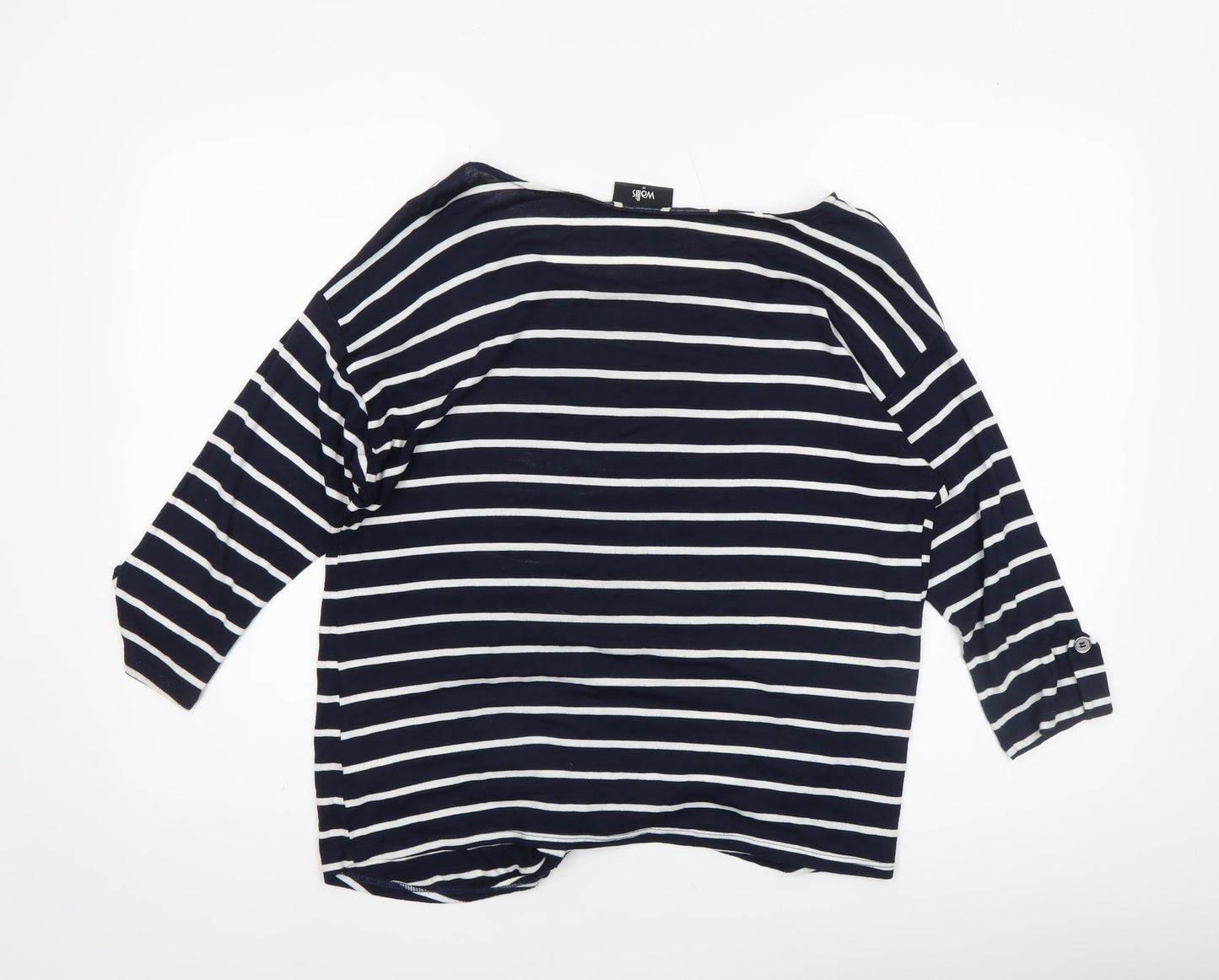 Wallis Women’s Blue Striped Heart T-Shirt Size M 3/4 Sleeve