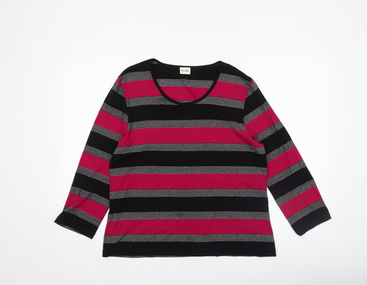 Viyella Women’s Multicoloured Striped Long Sleeve Jersey T-Shirt L