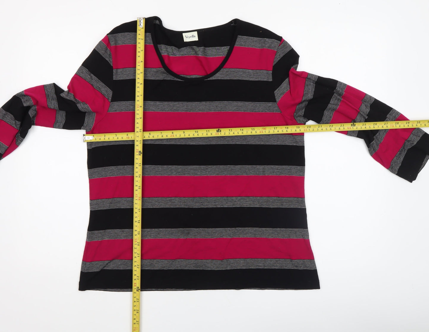 Viyella Women’s Multicoloured Striped Long Sleeve Jersey T-Shirt L