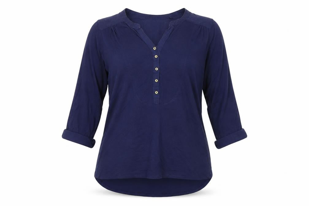 Tu Women's Blue 3/4 Sleeve Tunic Blouse Size 10