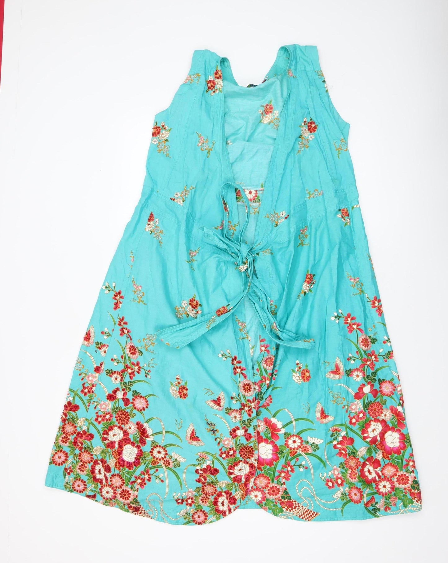 Uttam London Women's Blue Floral Cotton A-Line Dress M