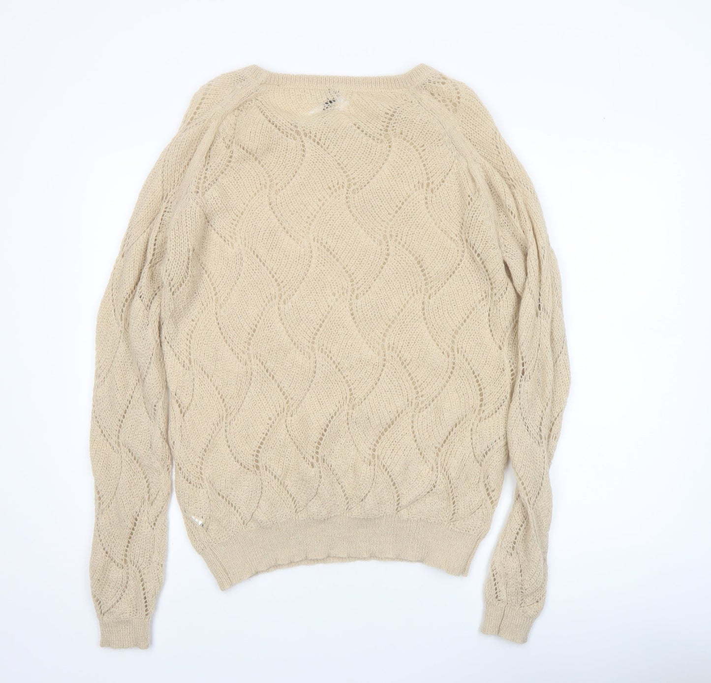 River Island Women’s Beige Mohair Blend Crew Neck Knit Jumper Size 12