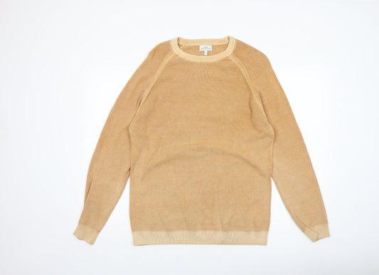 Next Men’s Beige Cotton Crew Neck Jumper Size M Regular Fit