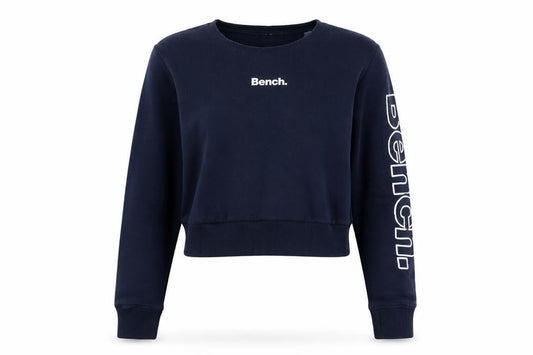 Bench Womens Navy Blue Logo Crew Neck Pullover Sweatshirt UK 8
