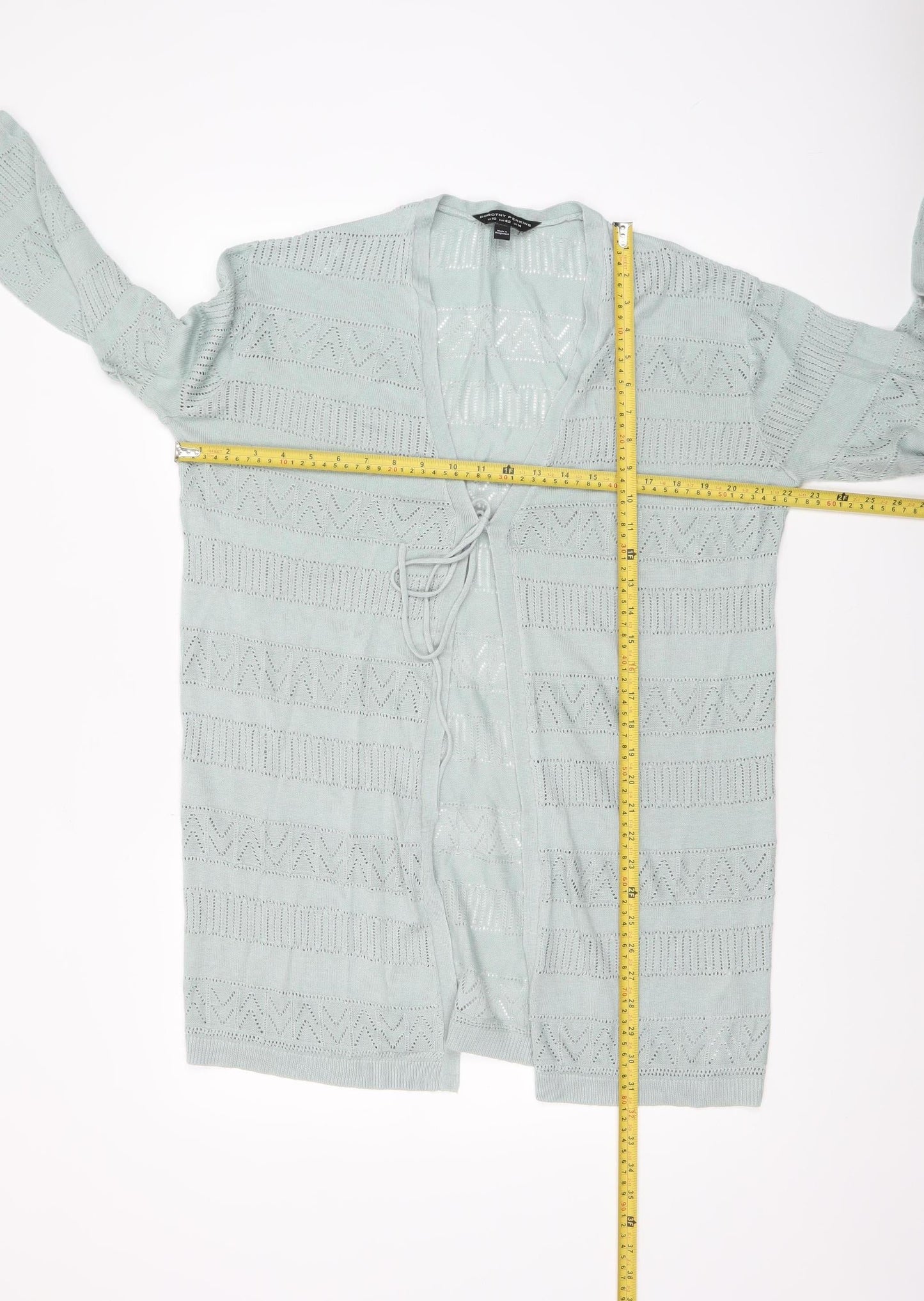 Dorothy Perkins Women Green Open-Knit Cardigan Size 14