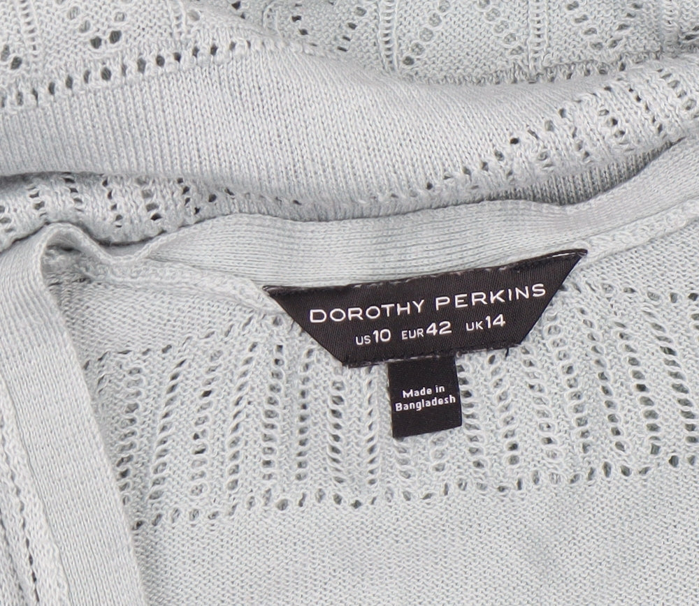 Dorothy Perkins Women Green Open-Knit Cardigan Size 14