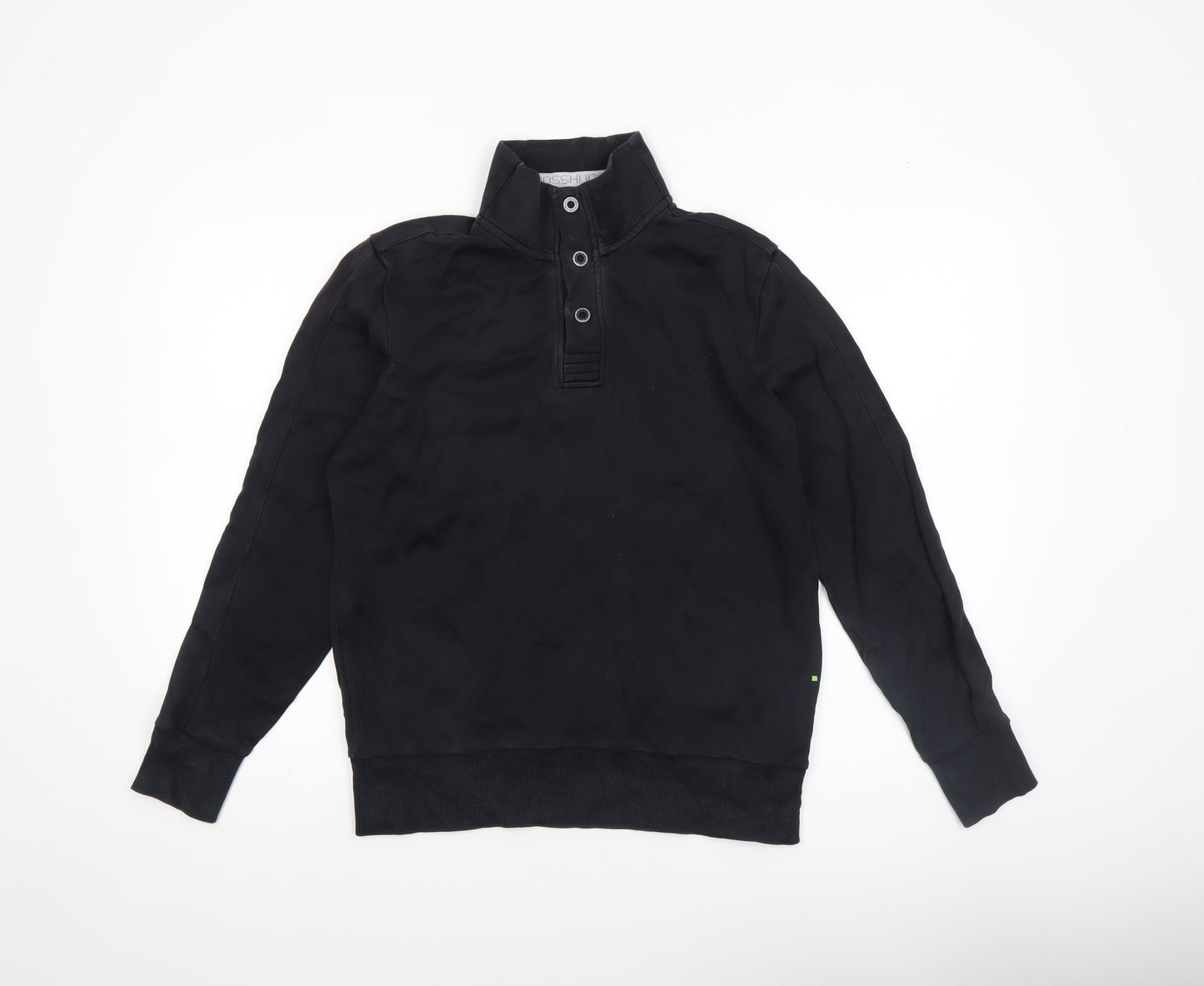 Hugo Boss Men's Black Henley Sweatshirt Size S High Neck Cotton