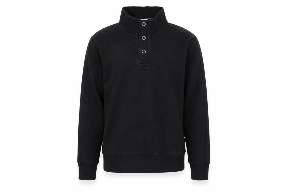 Hugo Boss Men's Black Henley Sweatshirt Size S High Neck Cotton