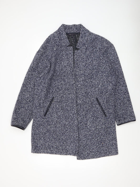 Marks and Spencer Women’s Blue Bouclé Mid-Length Overcoat Size 16