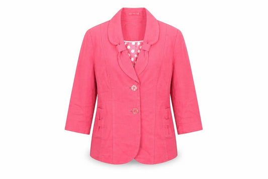 Marks & Spencer Per Una Pink Linen Blazer Women Size 12 3/4 Sleeve