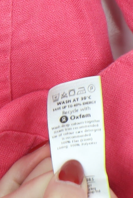 Marks and Spencer Per Una Pink Linen Blazer Women Size 12 3/4 Sleeve