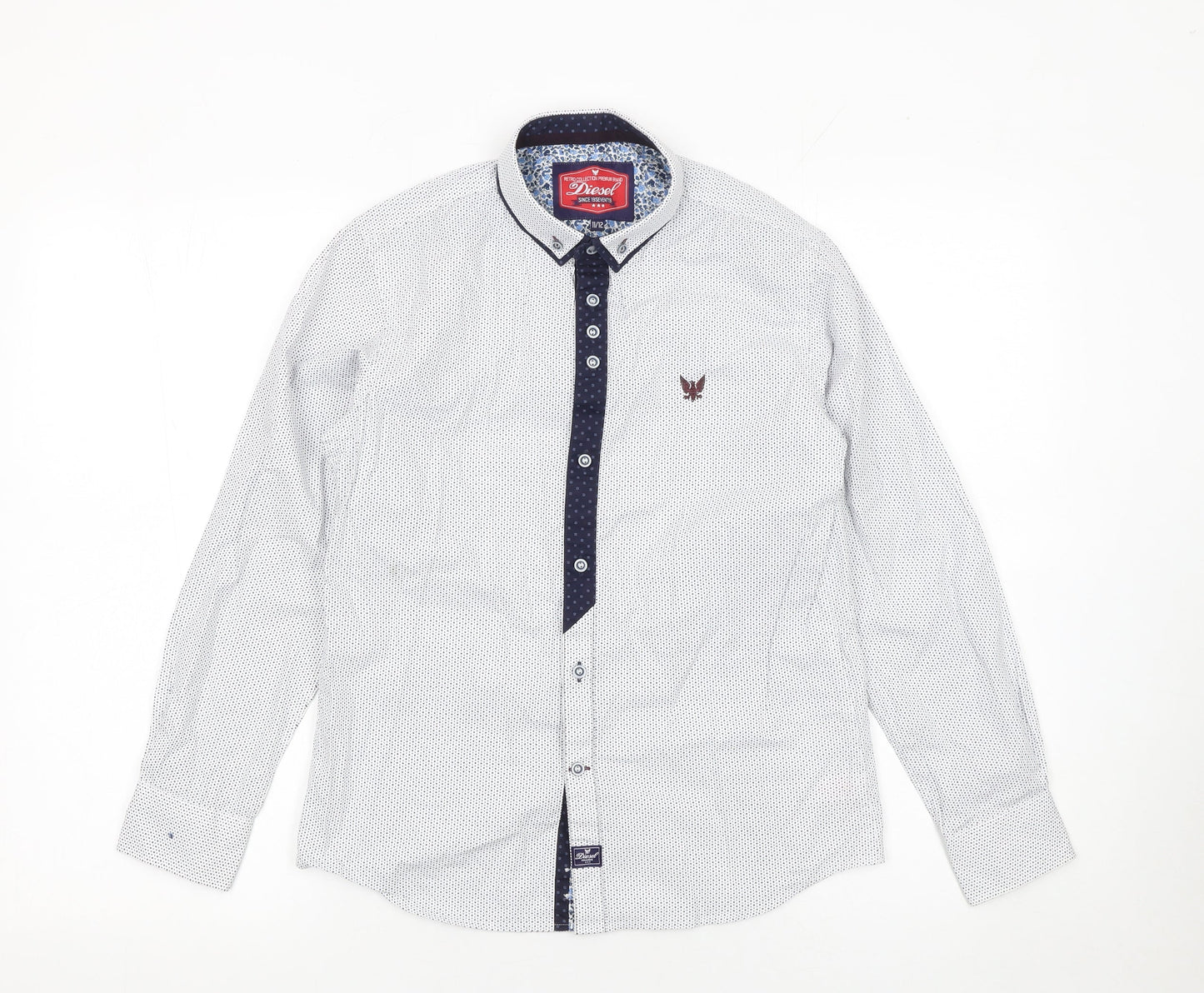 Diesel Boys White Button-Up Long Sleeve Cotton Shirt 11-12 Years