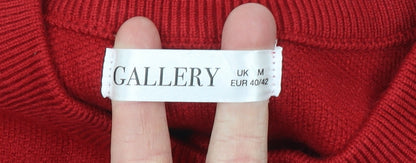 Brand and care label for Gallery Women Red Cardigan Medium Viscose Blend Floral Button Knit