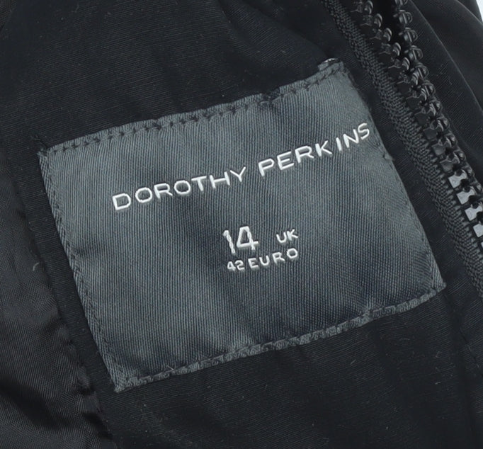 Dorothy Perkins Women's Black Faux Fur Hooded Puffer Jacket Size 14