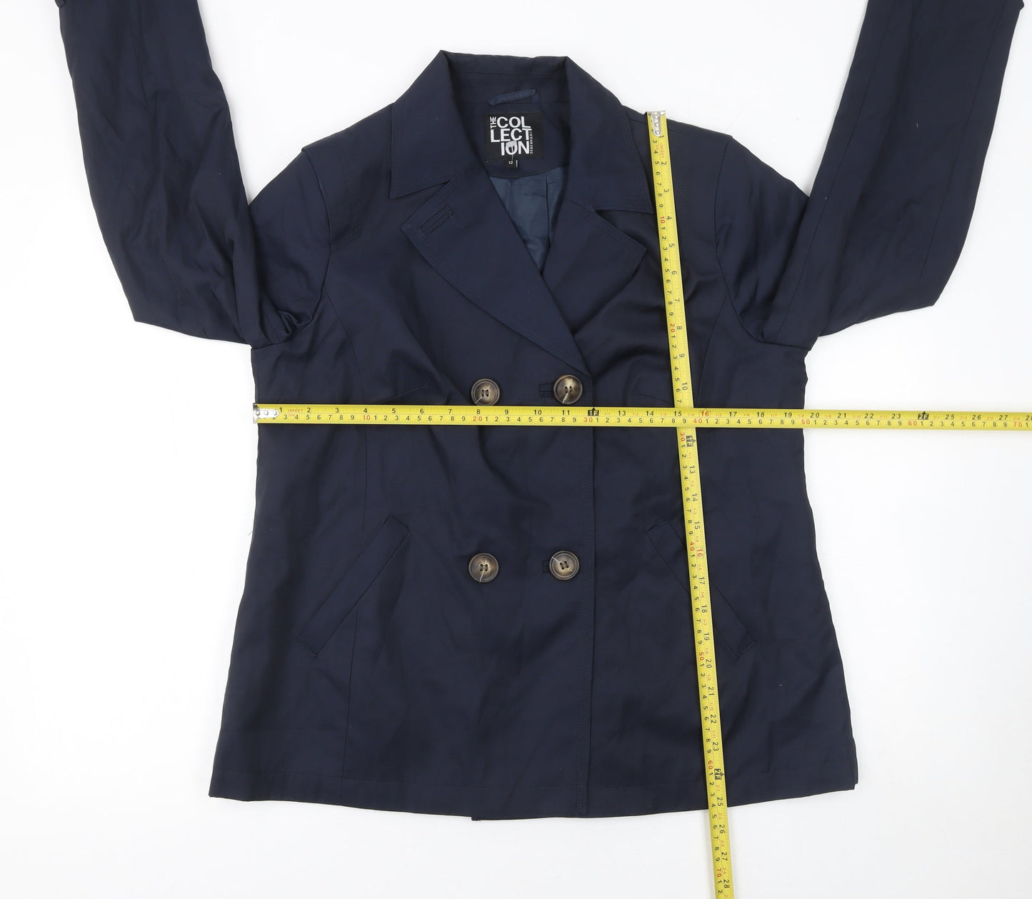 Debenhams Collection Women's Blue Cotton Blend Pea Coat Size 12
