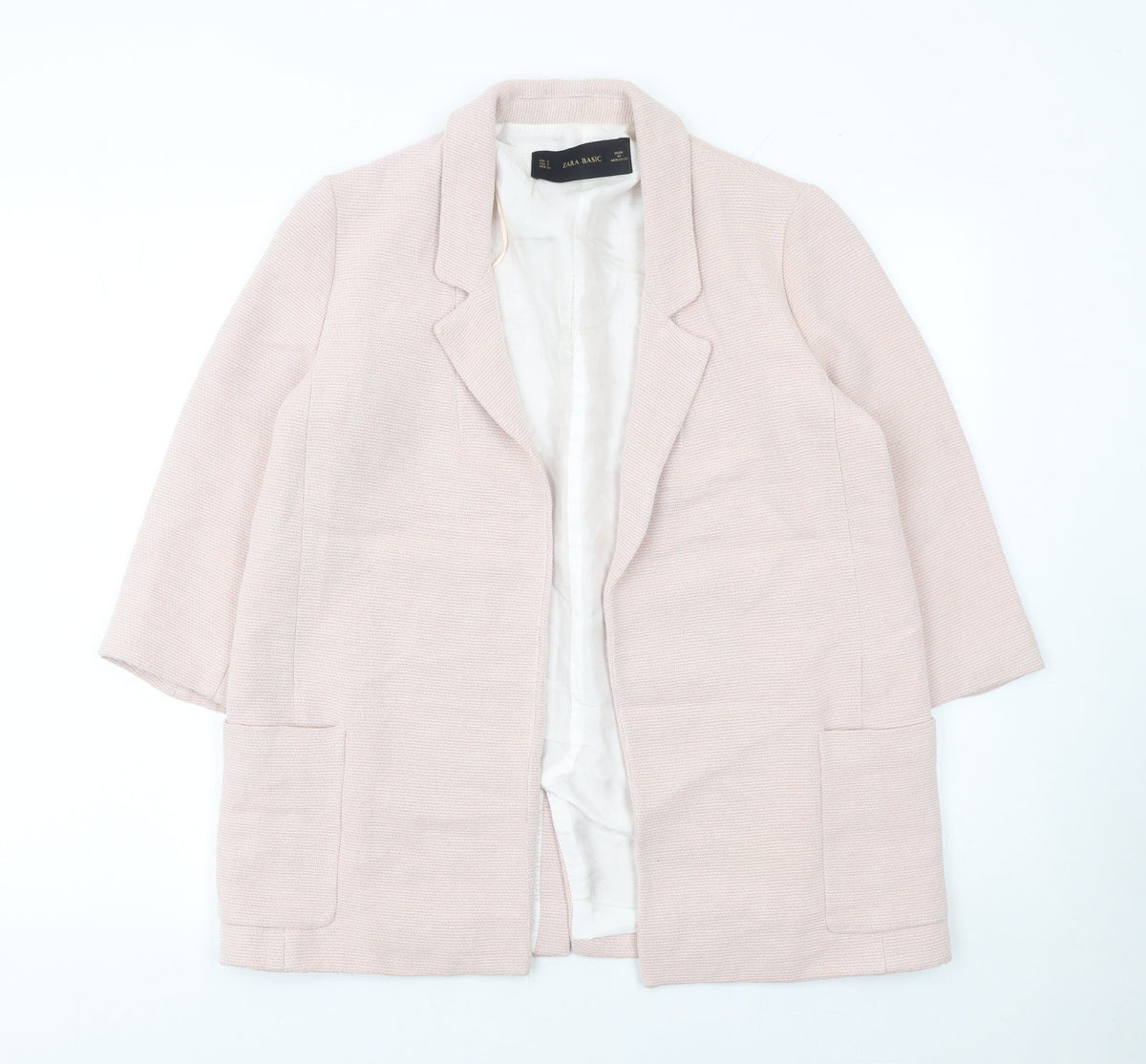 Zara Basic Women’s Beige Blazer Jacket Size Small Longline Lined