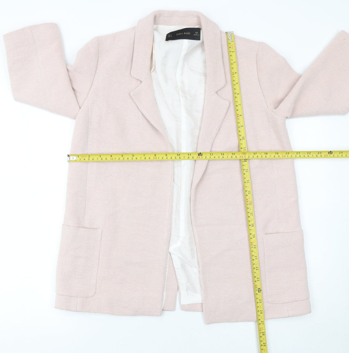 Zara Basic Women’s Beige Blazer Jacket Size Small Longline Lined