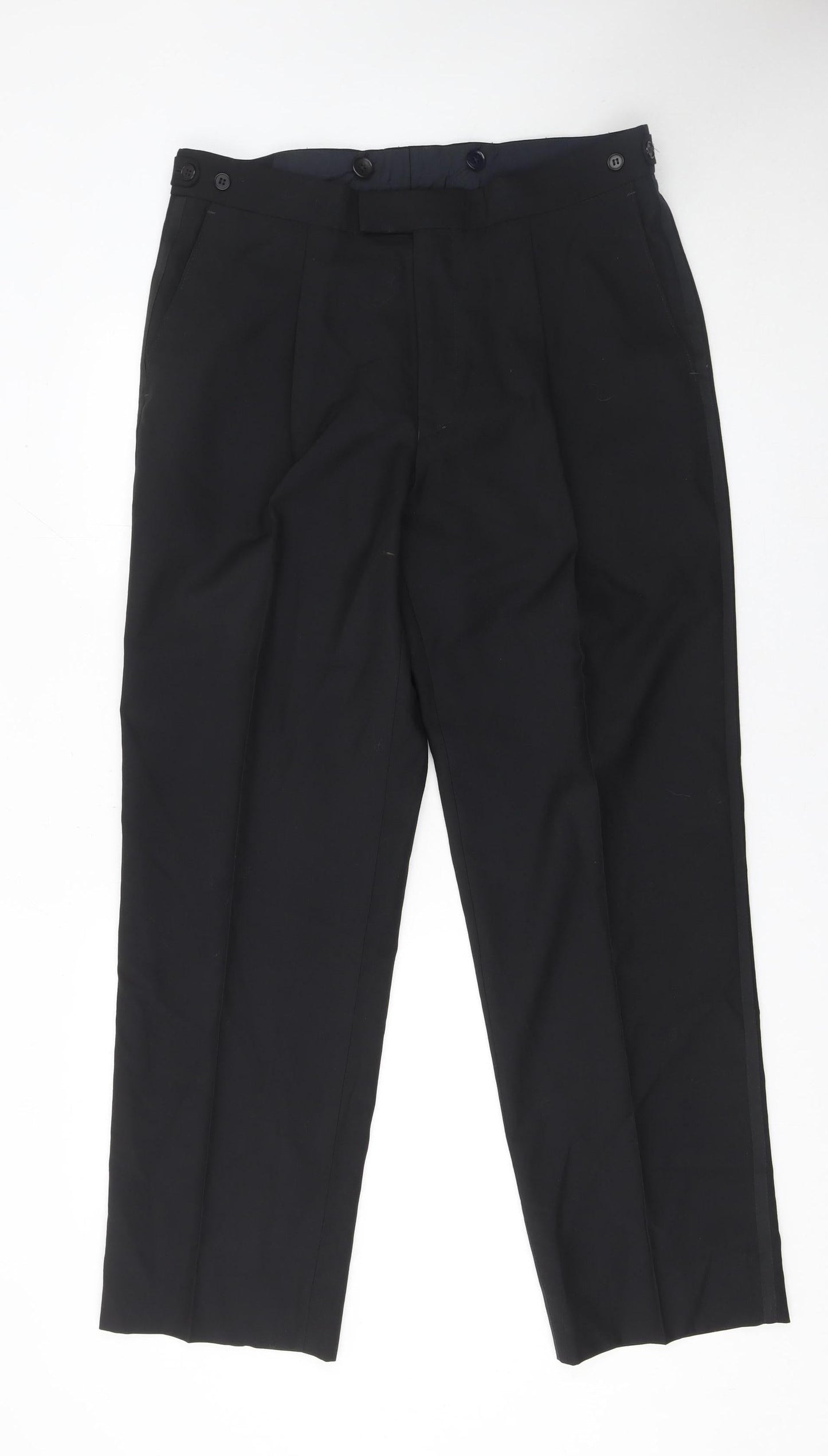 Drescott Men Black 36 in Formal Pleated Wool Blend Dress Pants