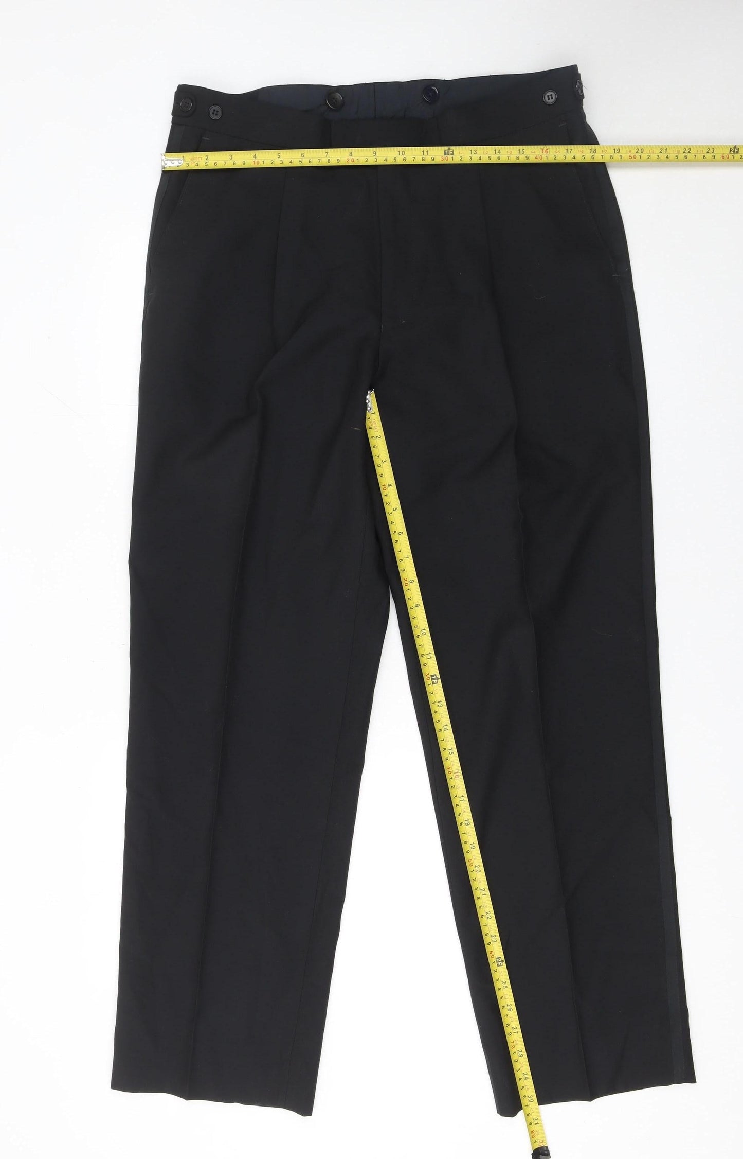 Drescott Men Black 36 in Formal Pleated Wool Blend Dress Pants