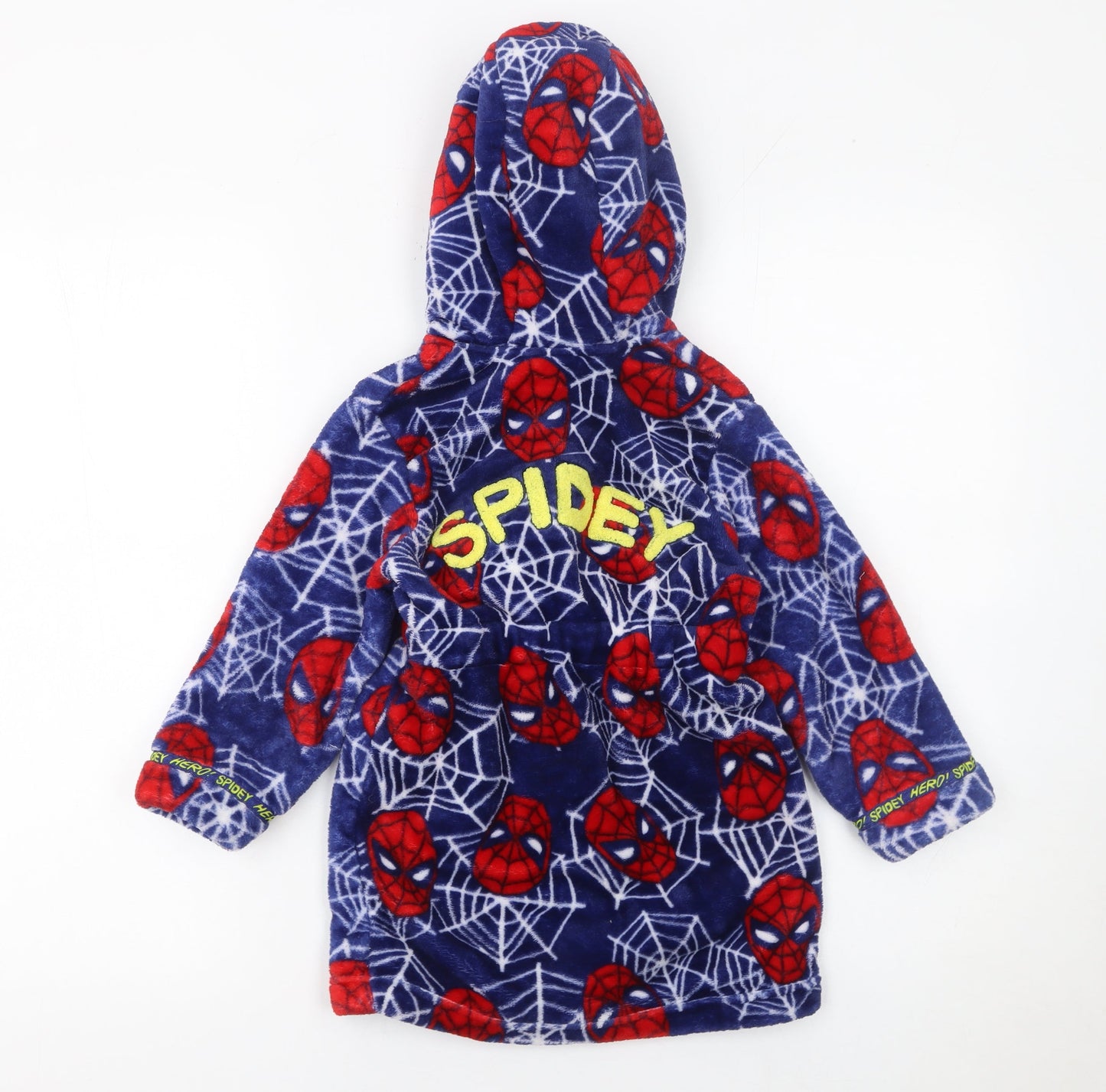 Marvel Boys Blue Red Spider-Man Hooded Fleece Robe 4 Years