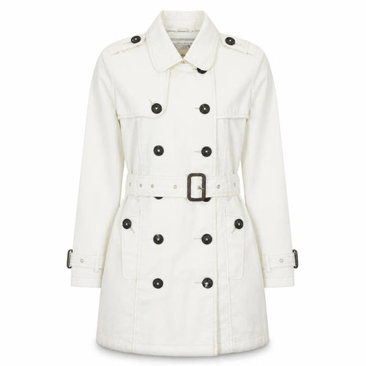 Quba & Co Women's White Mid-Length Trench Coat Belted Size One