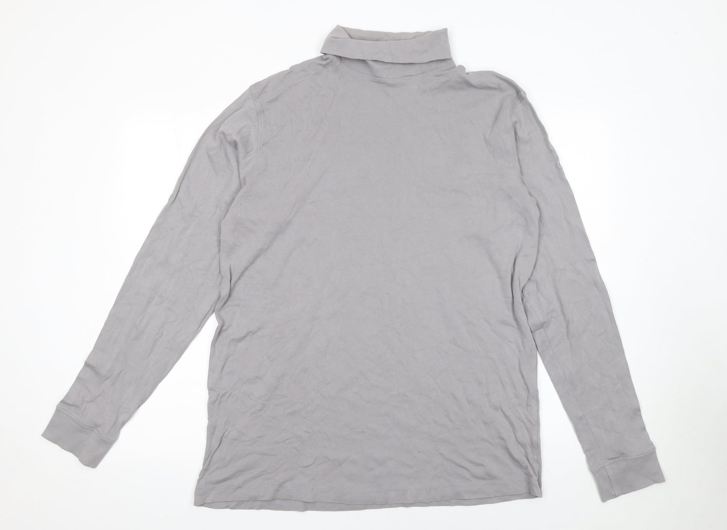 Cotton Traders Women's Grey 3XL Roll Neck Long Sleeve Cotton Top