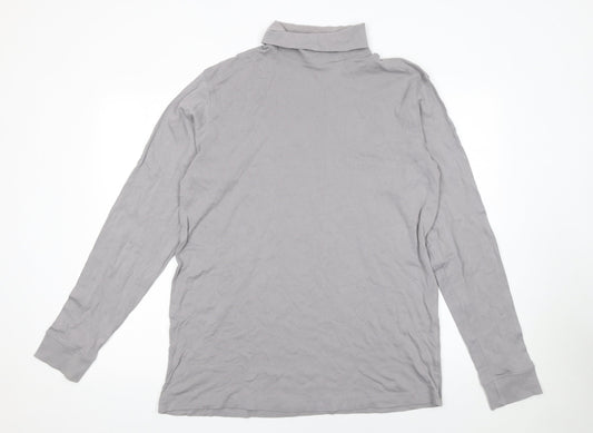 Cotton Traders Women's Grey 3XL Roll Neck Long Sleeve Cotton Top