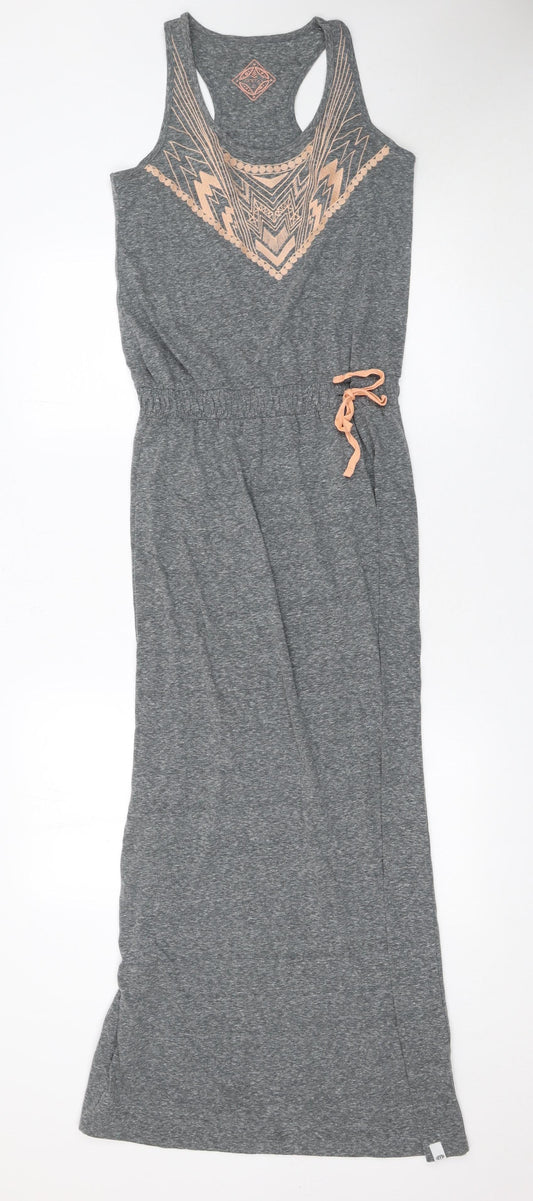 Animal Women Grey Long Tank Dress Size 10 Summer Casual Jersey