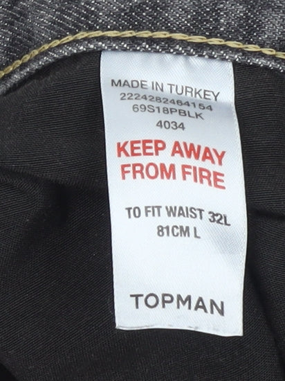 Topman Men's Grey Skinny Denim Jeans 32W 32L Cotton Mid Rise