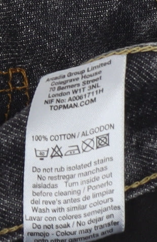 Topman Men's Grey Skinny Denim Jeans 32W 32L Cotton Mid Rise