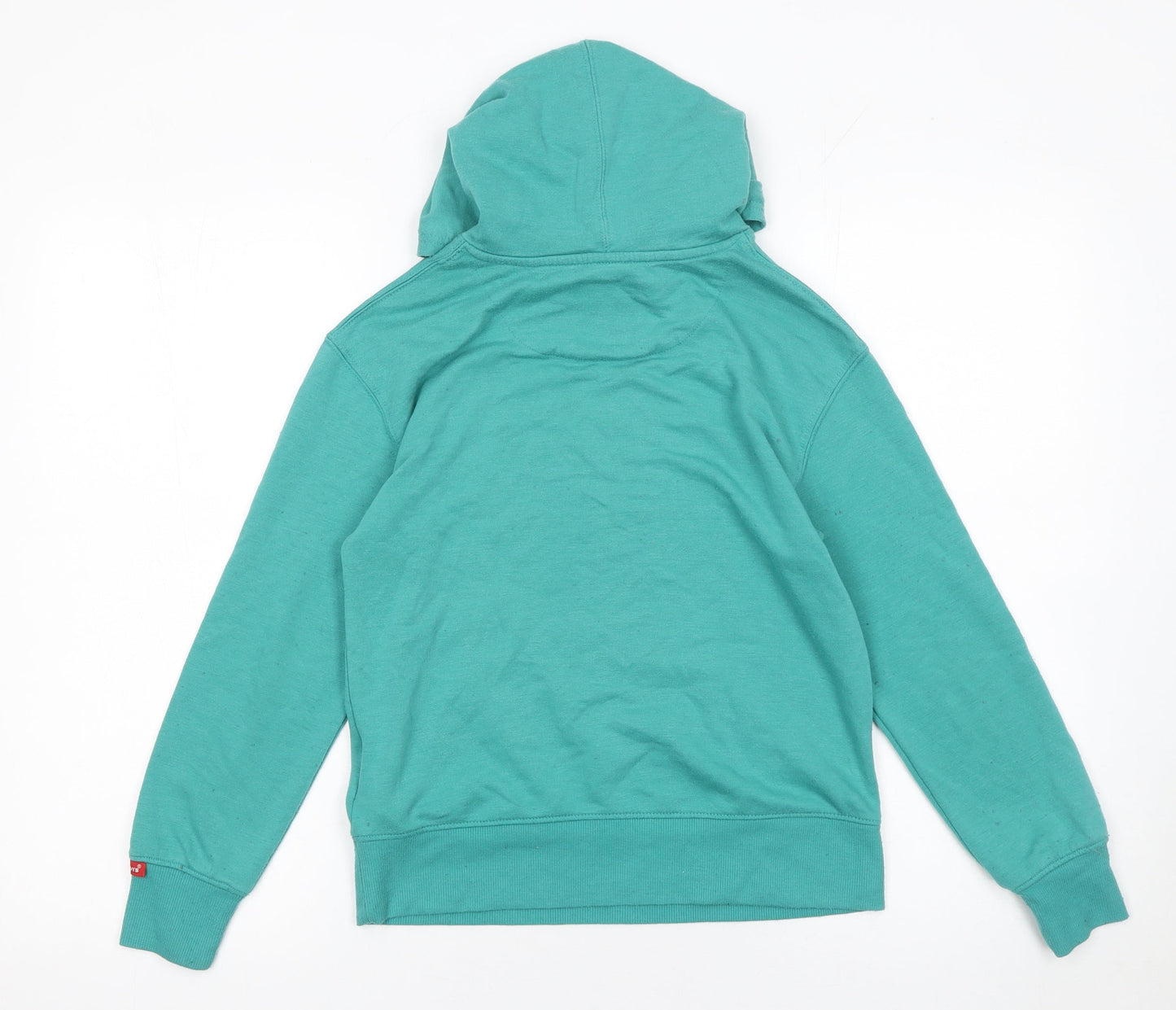 Levi's Boys Green Pullover Hoodie 9-10 Years Cotton Blend Logo Sweatshirt