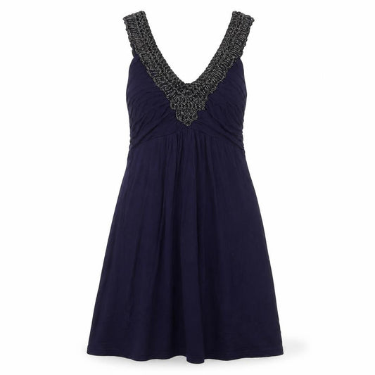 Funk Rock Women's Blue Beaded A-Line Sleeveless Dress S
