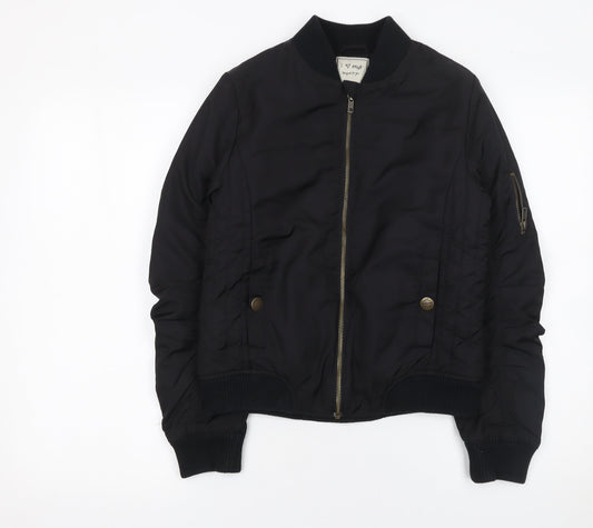 Next Girls Black Bomber Jacket 12 Years Polyester Lined Full Zip