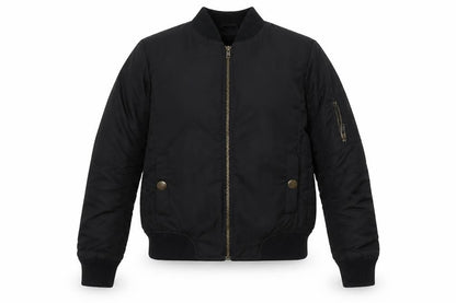 Front view of Next girls’ black bomber jacket 12 years polyester lined full zip