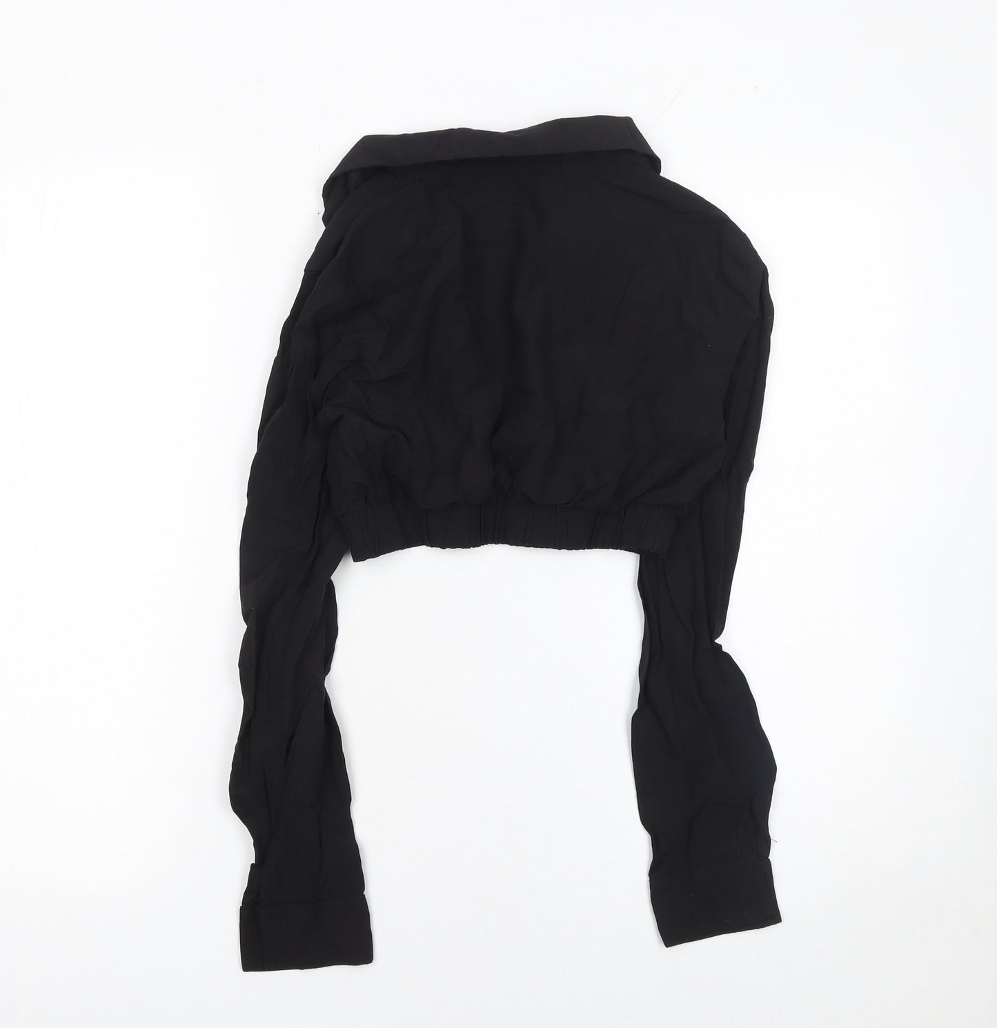 Boohoo Women’s Black Cropped Collared Blouse UK 6