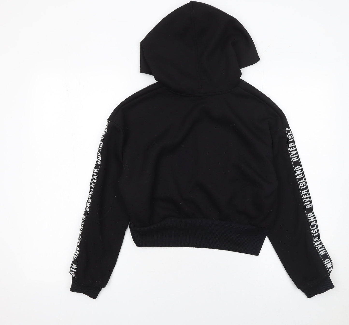 River Island Girls Black Logo Hoodie 11-12 Years Regular Fit Pullover