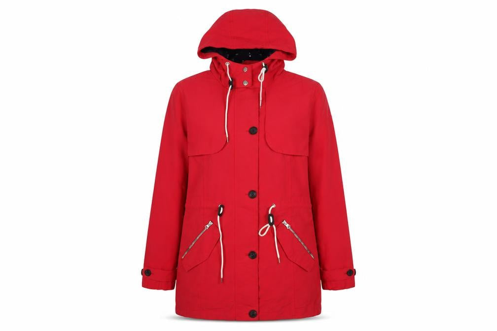 George Womens Red Hooded Parka Jacket Size 12 Cotton Blend