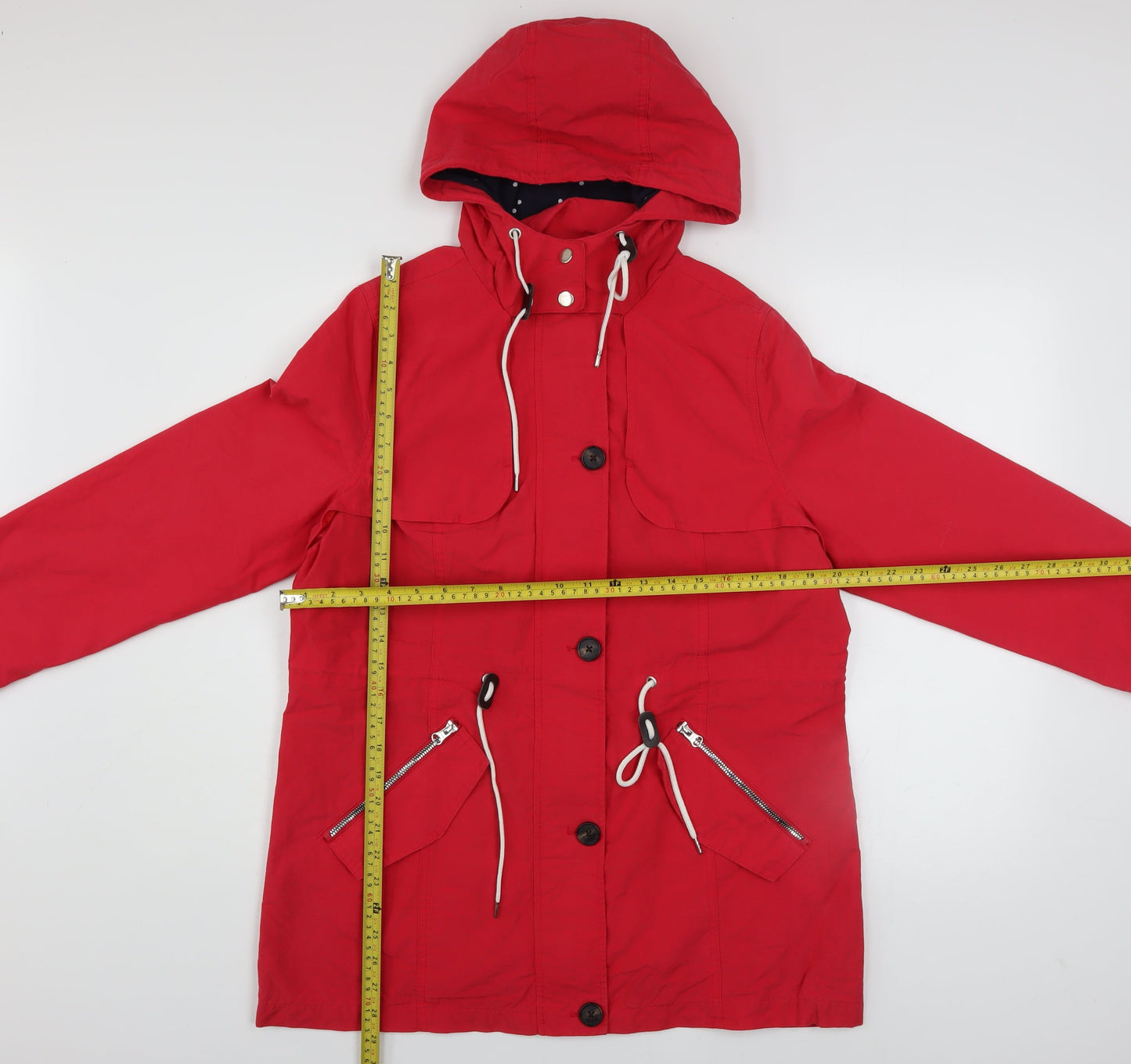 George Womens Red Hooded Parka Jacket Size 12 Cotton Blend