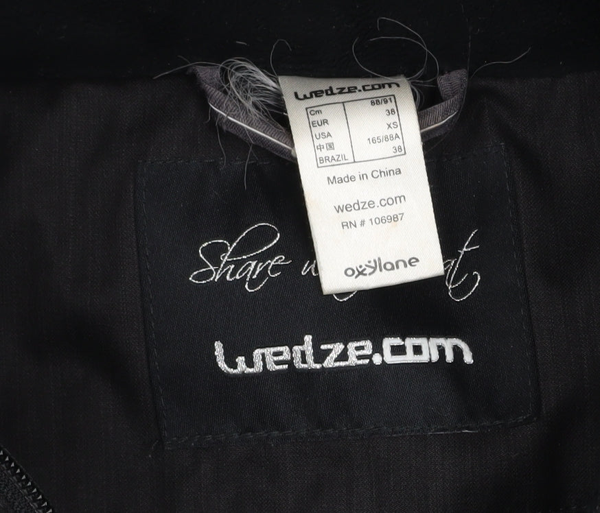 Wedze Womens Black Long Puffer Coat XS Hooded Down Winter Jacket