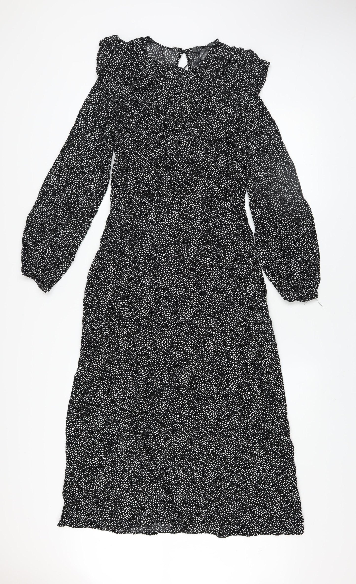 Primark Womens Black Polka Dot Midi Fit & Flare Dress Size 8