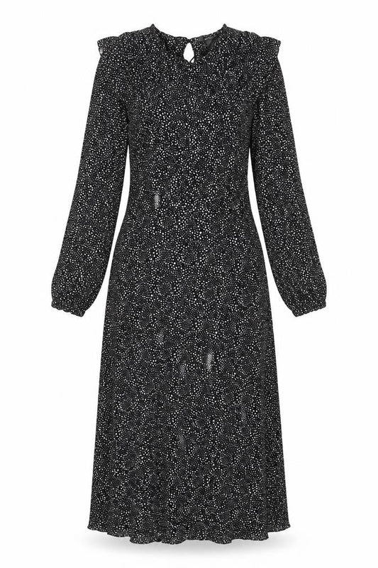 Primark Womens Black Polka Dot Midi Fit & Flare Dress Size 8