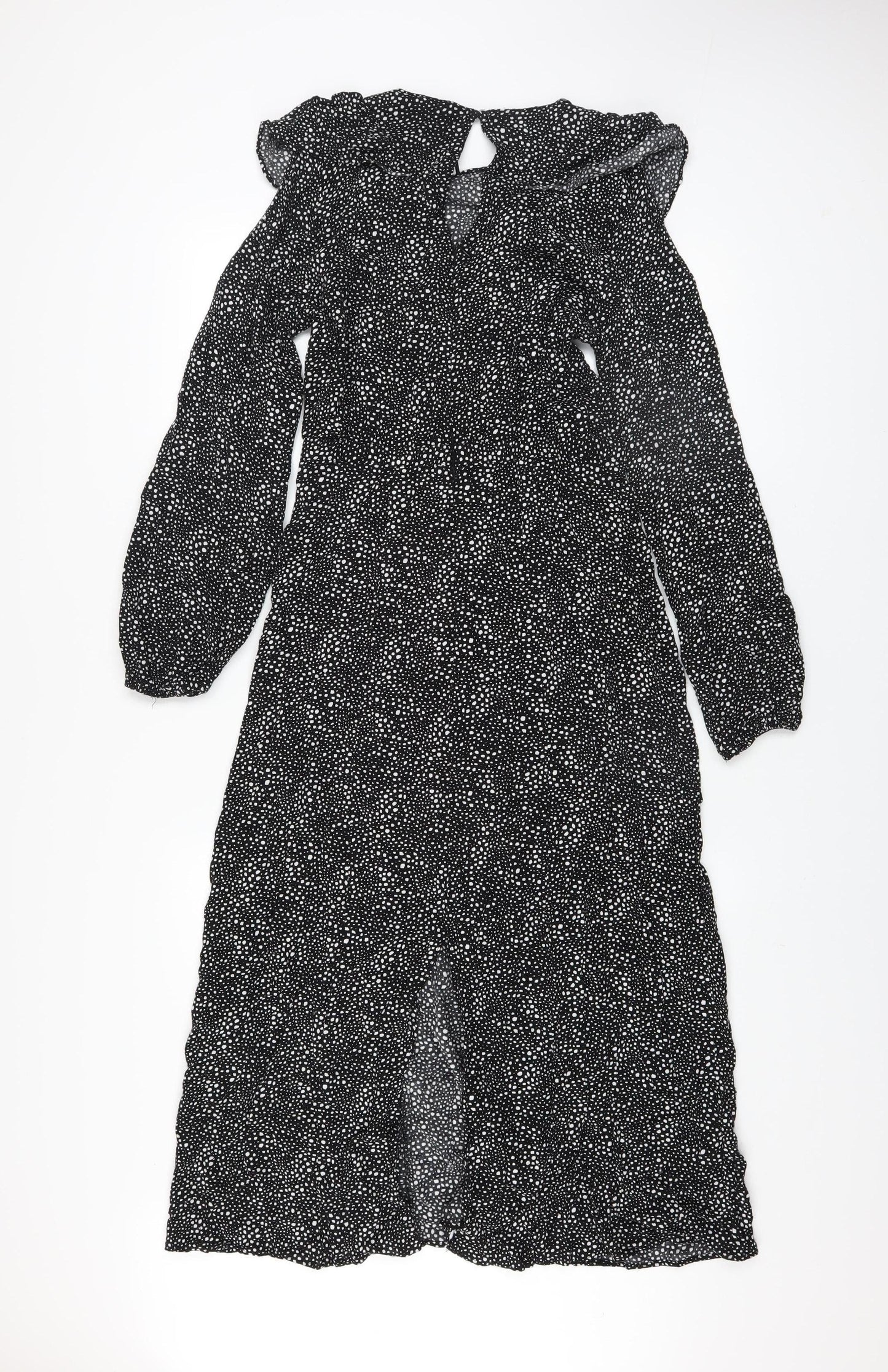 Primark Womens Black Polka Dot Midi Fit & Flare Dress Size 8