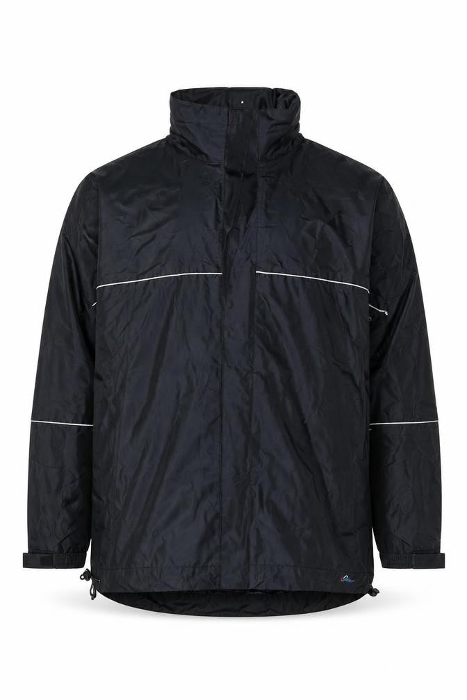 Blue Action Men's Black XL Waterproof Nylon Rain Jacket