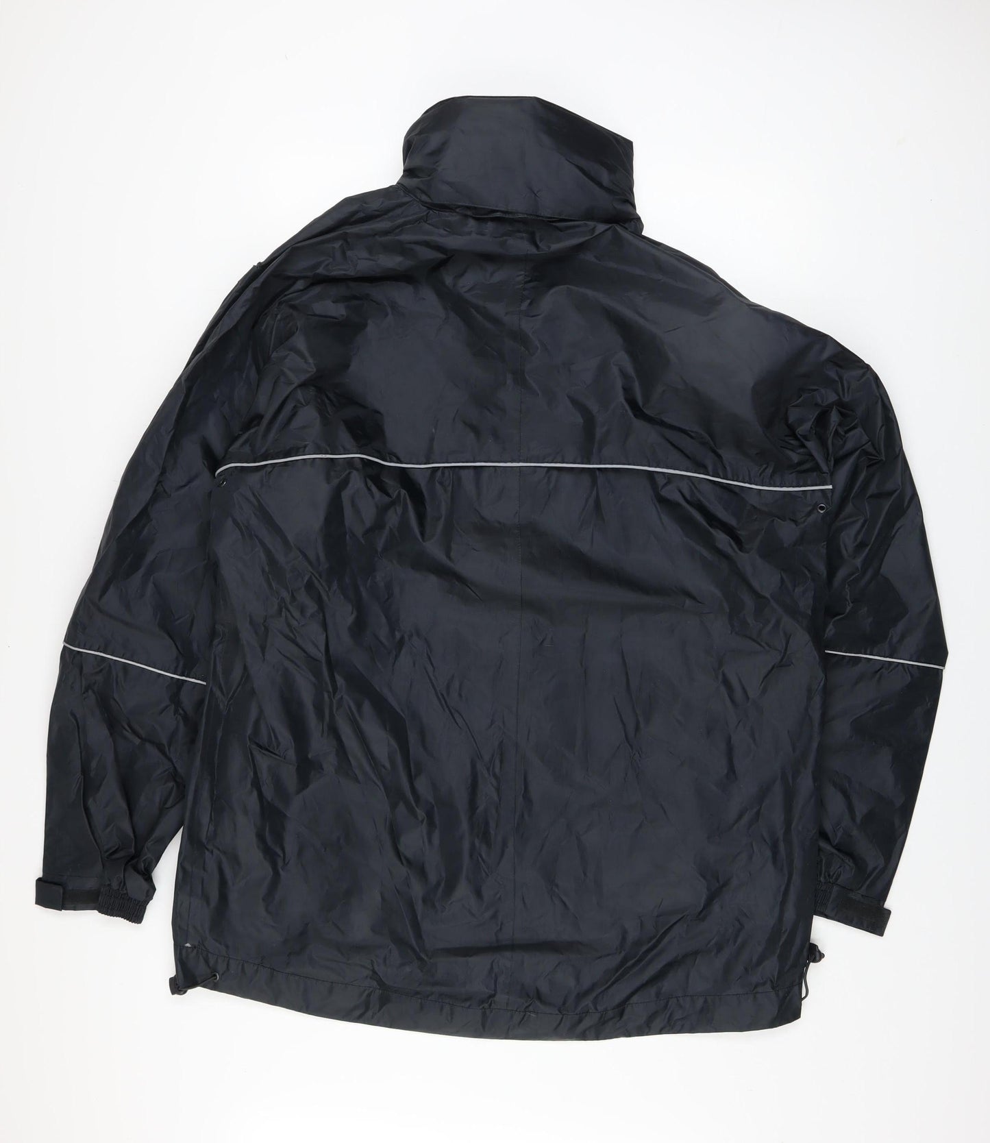 Blue Action Men's Black XL Waterproof Nylon Rain Jacket
