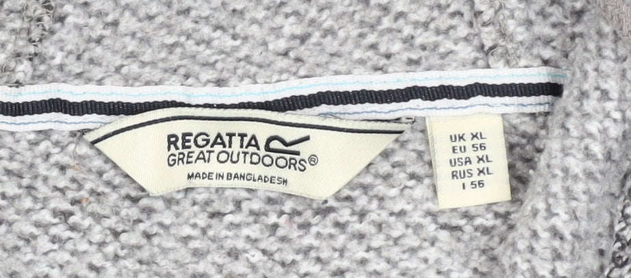 Regatta Men’s Grey Hooded Knit Jacket XL Outdoor Full Zip