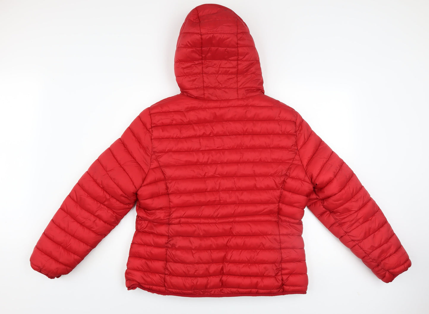 Aleco Moda Women's Red Hooded Puffer Jacket L Nylon Quilted