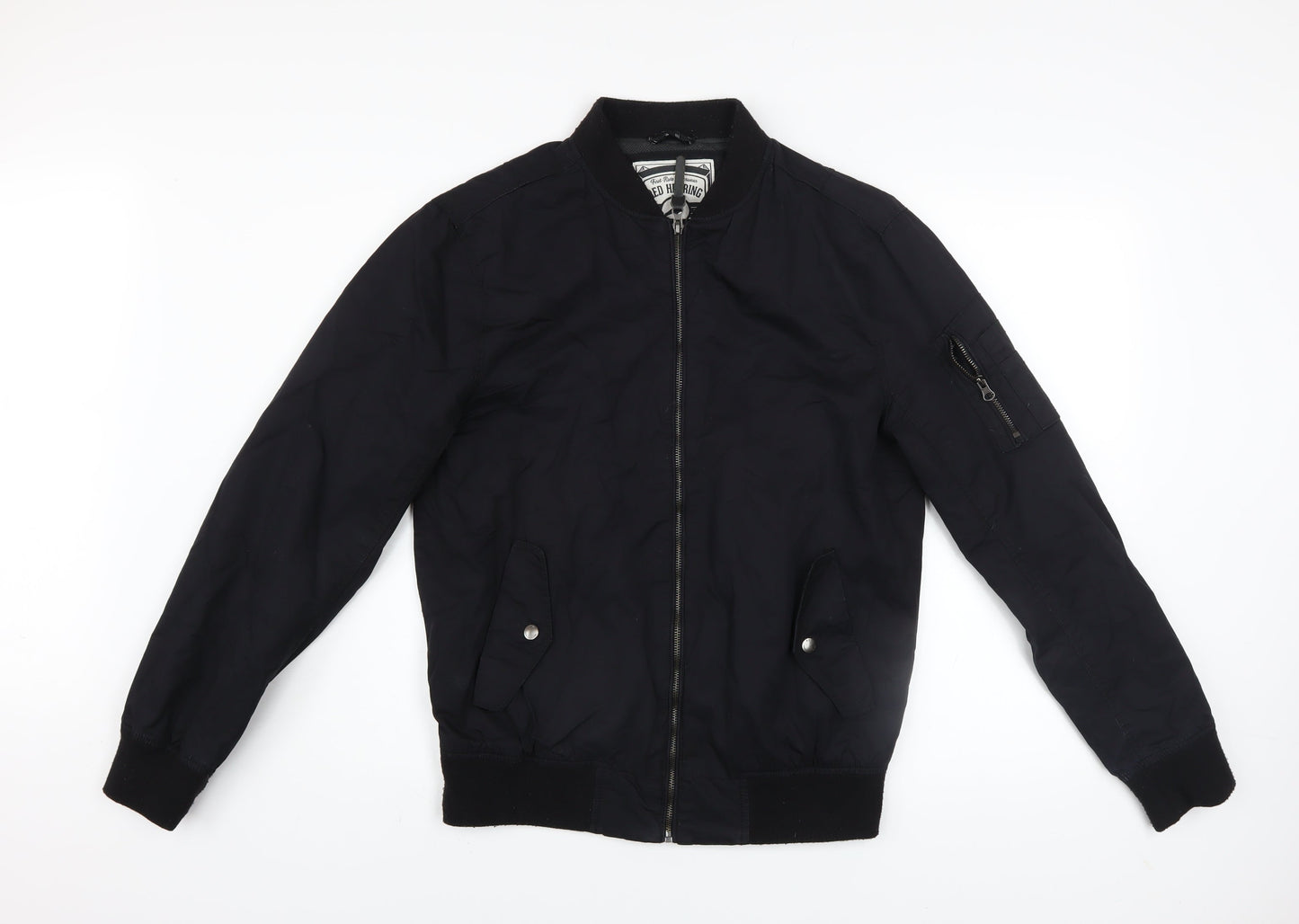 Red Herring Men Black Bomber Jacket Medium 40in Cotton Twill