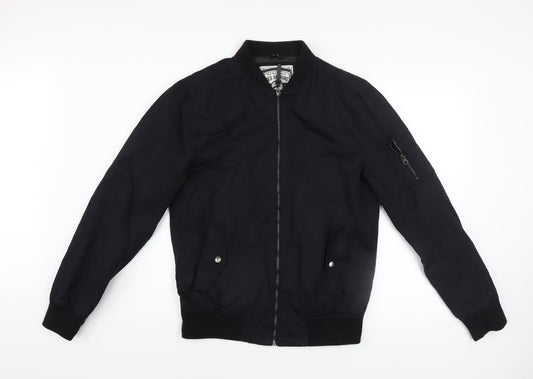 Red Herring Men Black Bomber Jacket Medium 40in Cotton Twill