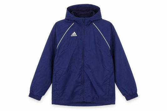 Adidas Boys Blue Windbreaker Jacket 9-10 Years Hooded Lightweight Zip Up