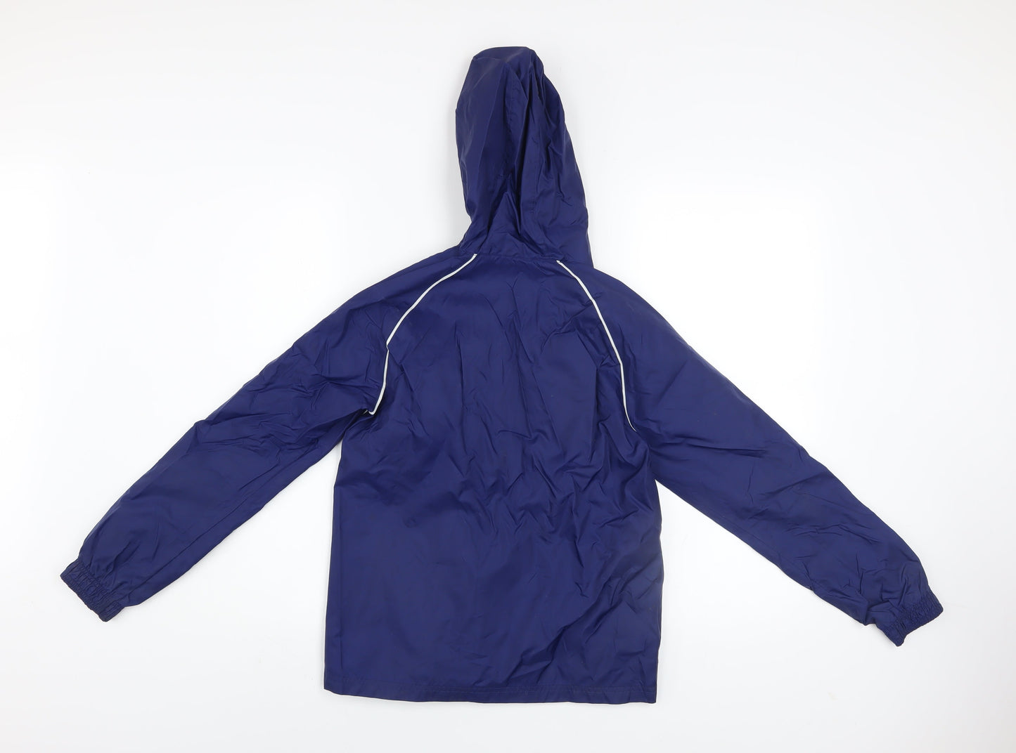 Adidas Boys Blue Windbreaker Jacket 9-10 Years Hooded Lightweight Zip Up